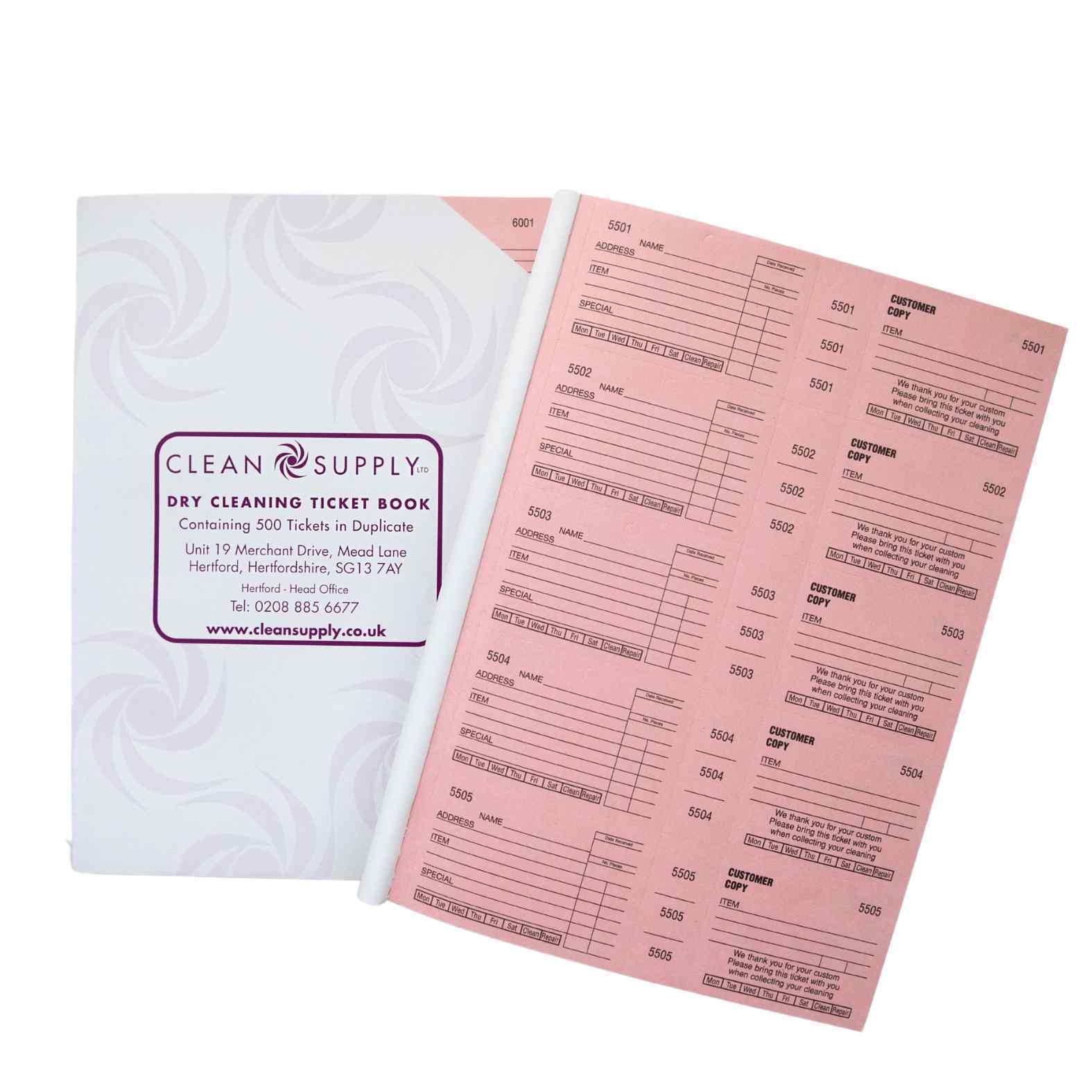 Ticket Book Wide - Pink Dry Cleaning