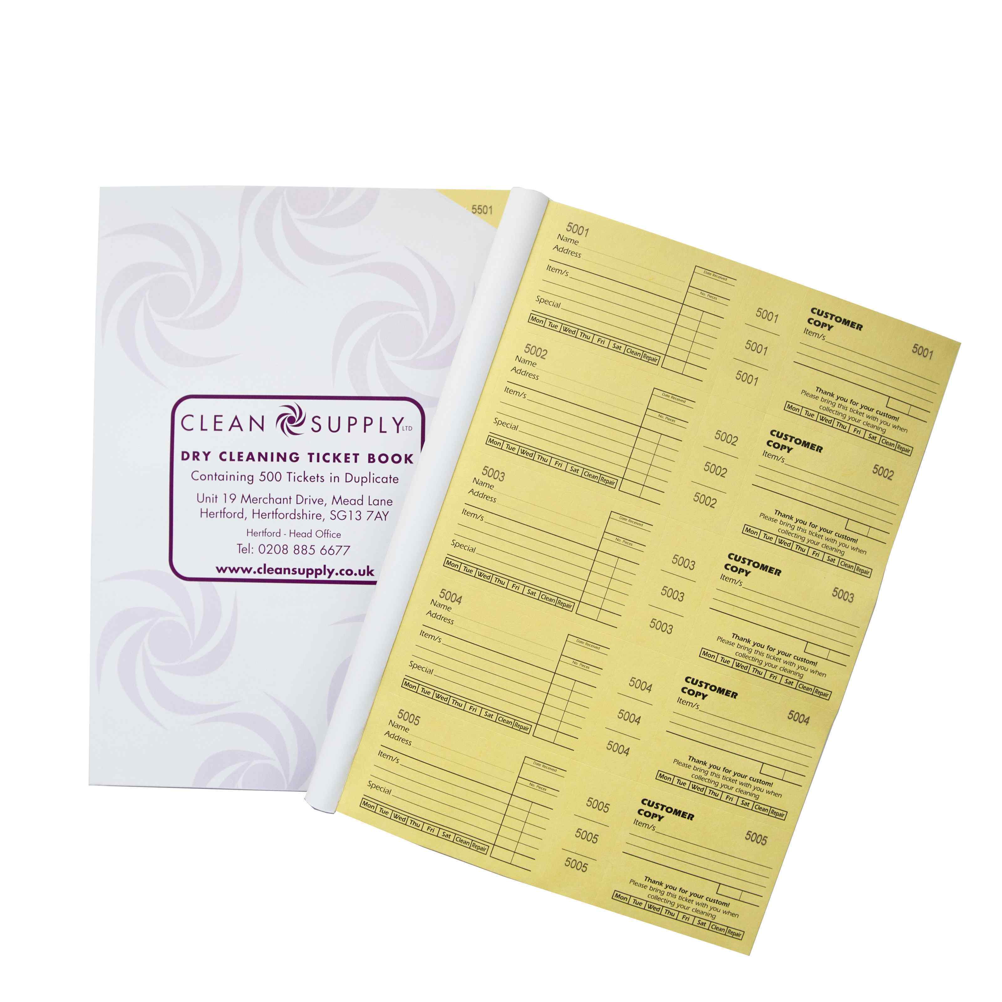 Ticket Book Wide - Yellow Dry Cleaning