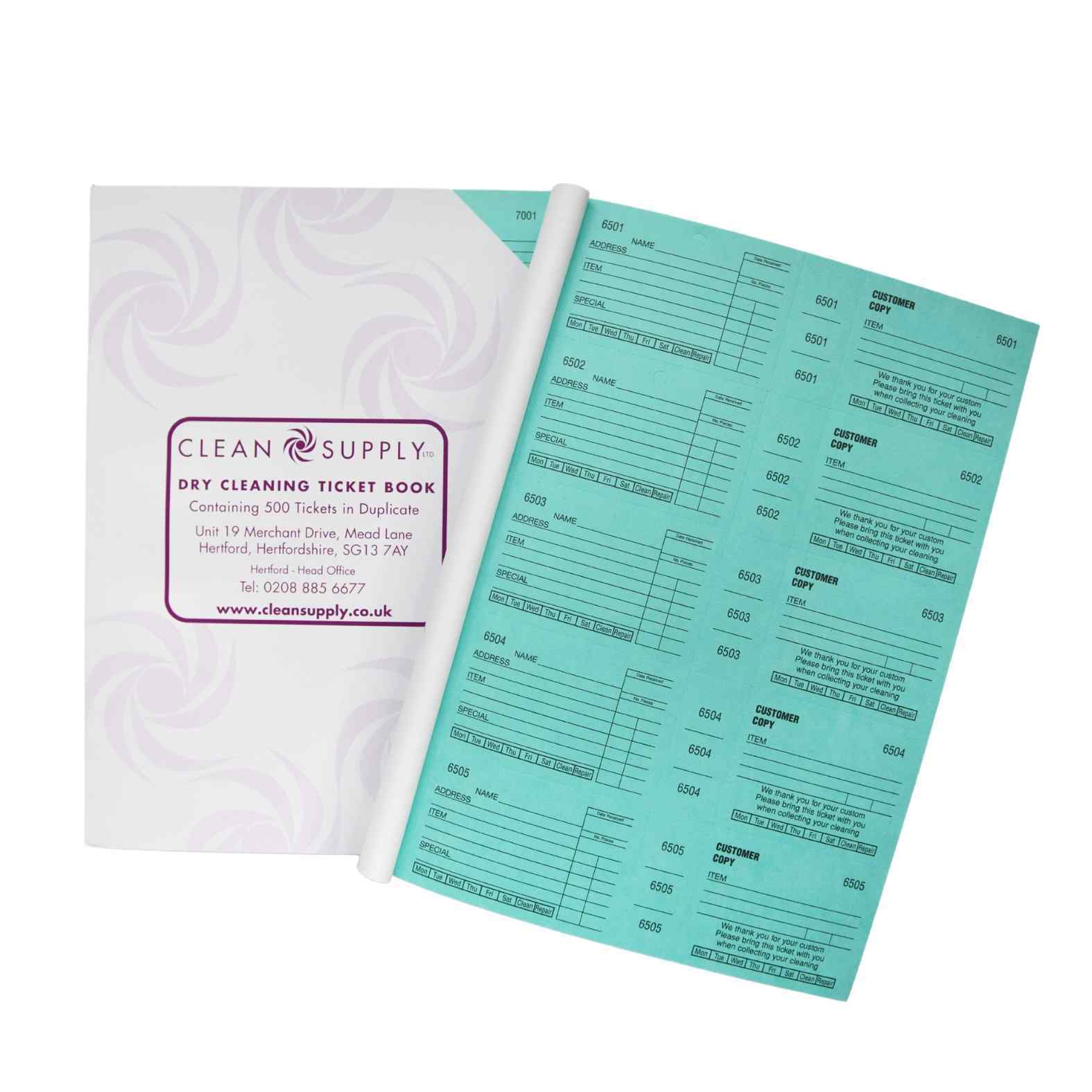 Ticket Book Wide - Green Dry Cleaning