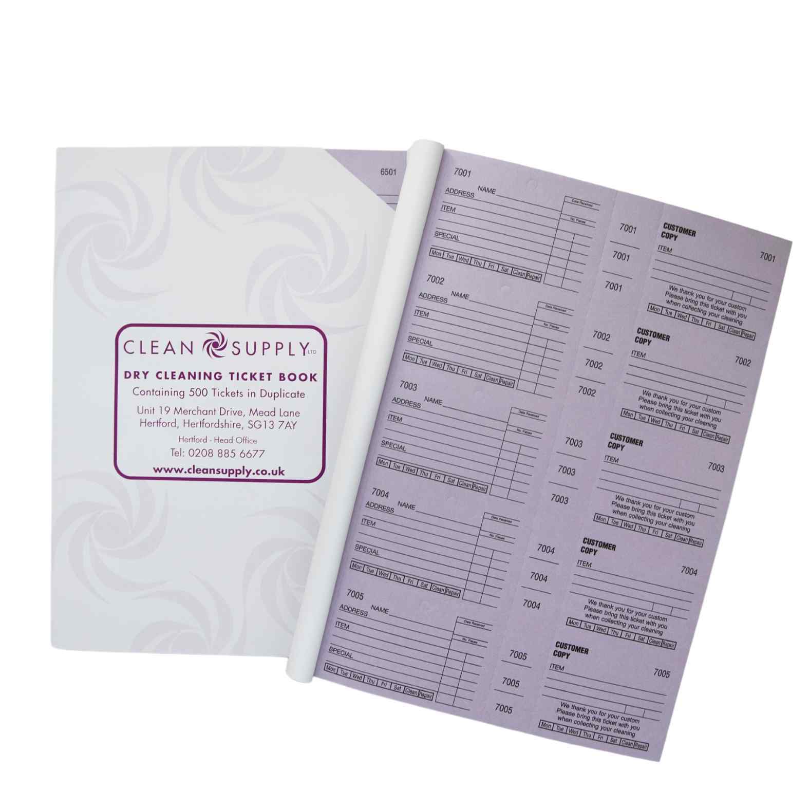 Ticket Book Wide - Purple Dry Cleaning