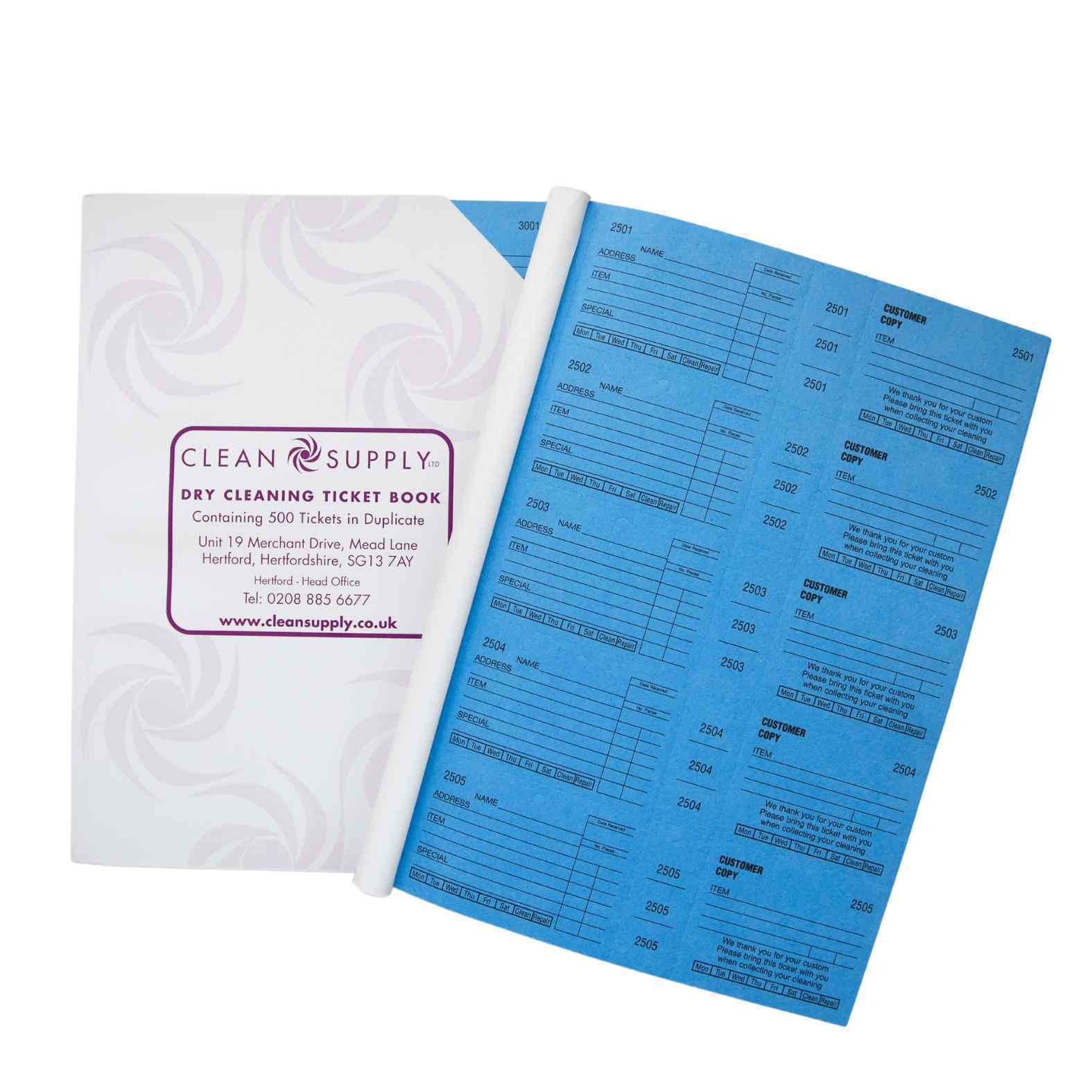 Ticket Book Wide - Blue Dry Cleaning