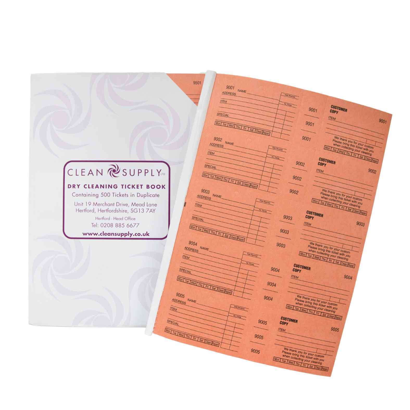 Ticket Book Wide - Orange Dry Cleaning